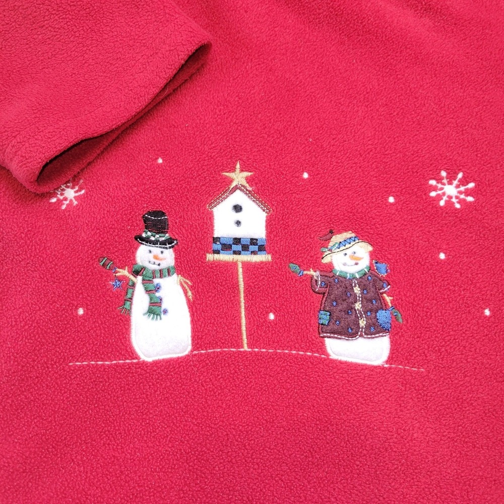 Premier International Red Fleece Cardigan Snowman Snowflake Buttons Women's 3XL - Picture 2 of 7